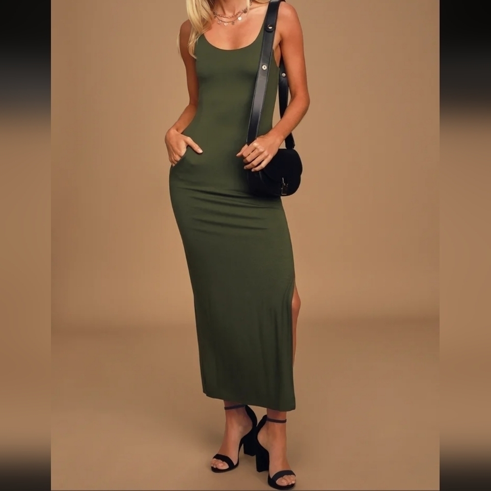 Lulu's "Your Everything" Olive Green Maxi Dress - Picture 2 of 12